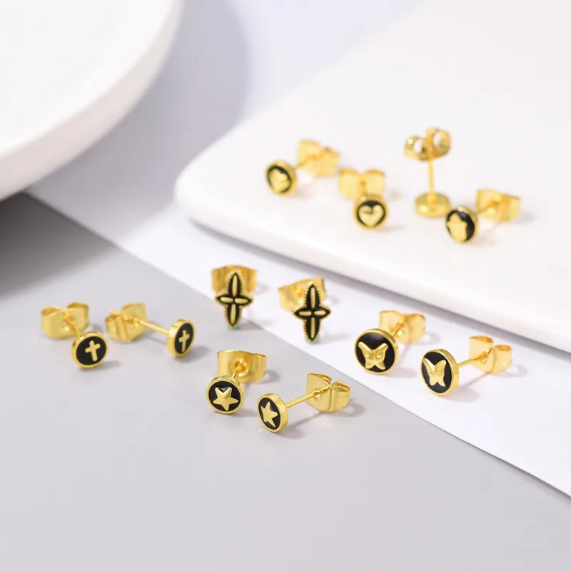 Fashion Stainless Steel 6 Pairs Stud Earrings Set Grease Dripping Stud Earrings Set Daily Accessaries Birthday Jewlery Gifts