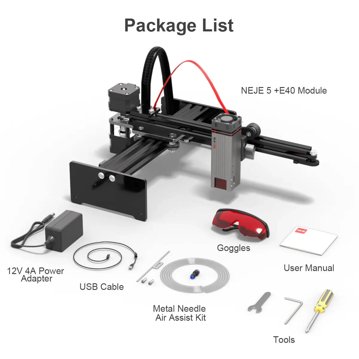 NEJE 5 E40 Laser Engraver Cutting Machine 170x170mm Quick Focus Wifi Control Move Protection For Wood metal acrylic glass