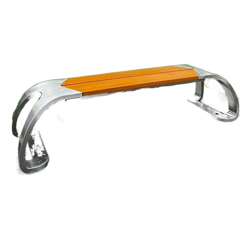 Stainless steel outdoor benches, modern simple park chairs, anti-corrosive wood leisure benches, basketball court garden