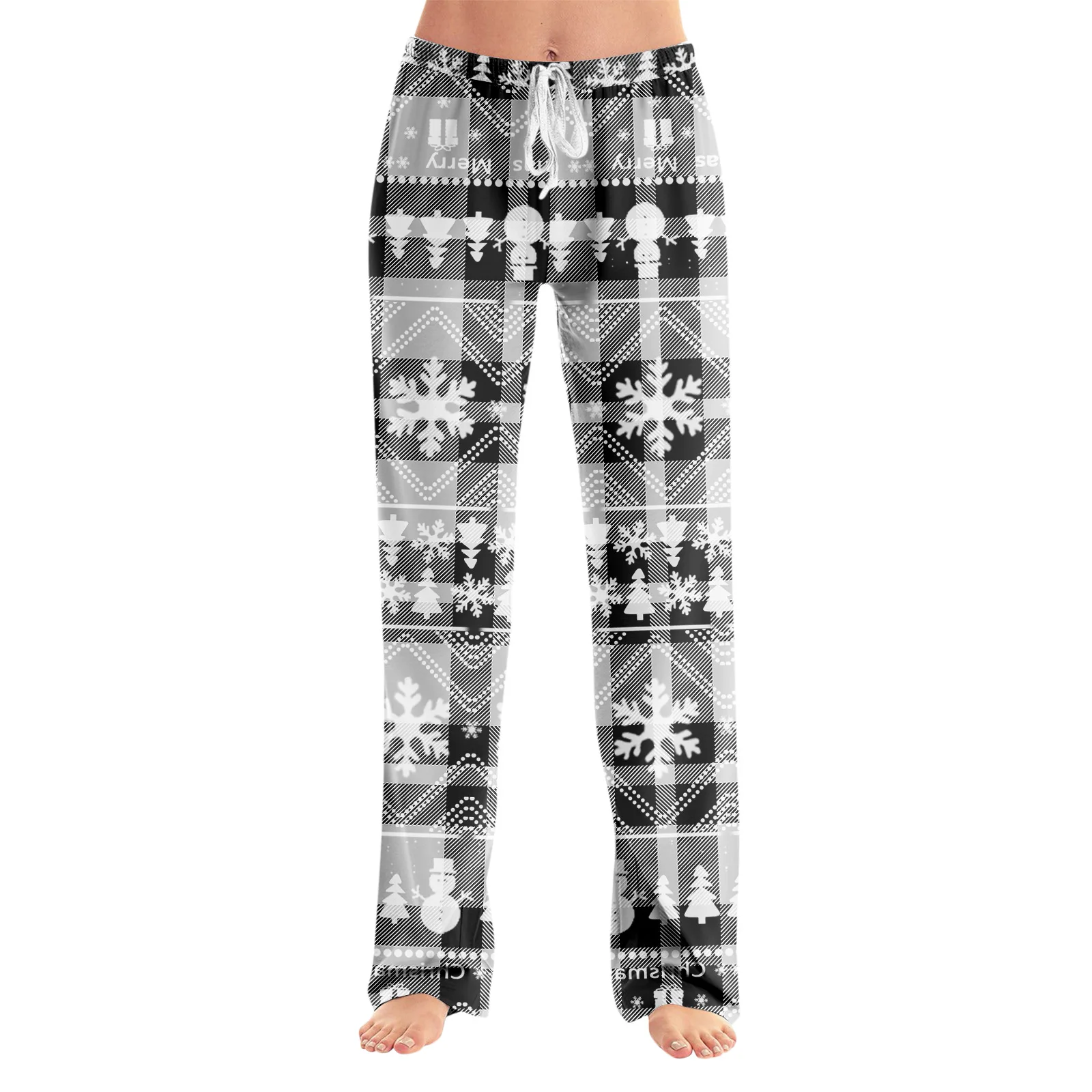 Pantalons décontractés pour la maison, pyjama pour femmes, mode adulte, ample, Style thème de noël, imprimé, confortables