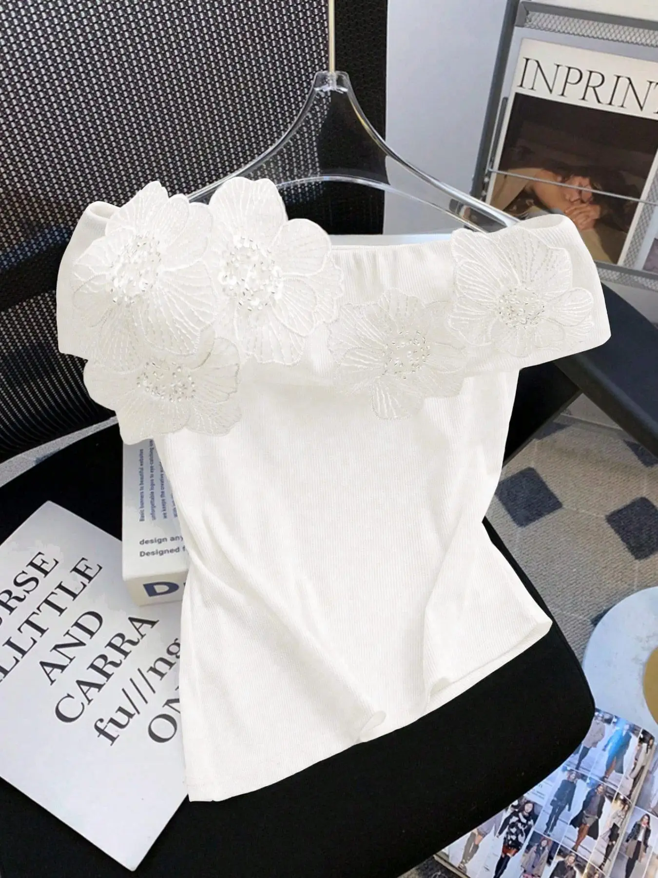 سترة نسائية مزخرفة بالدانتيل على شكل زهور، بلوفر كاجوال بدون أكمام للارتداء اليومي، ملابس تريكو للسيدات لجميع المواسم، قمصان علوية #2