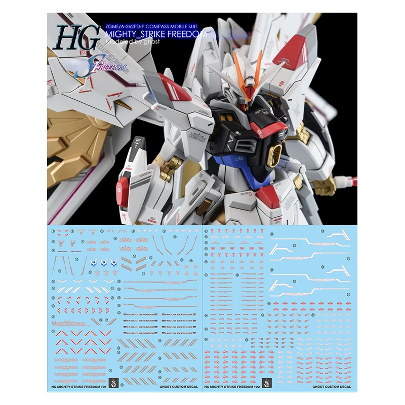 YAN Decal HG 1/144 Mighty Strike Freedom Fluorescent Waterslide Decals High Precision Model Marking Stickers Hobby DIY