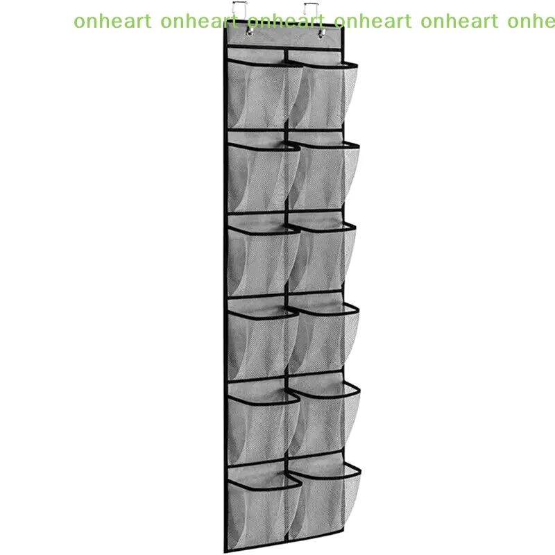 [C]Storage Rack Mesh Pocket Clear Hanging Over The Door Box 12/24 Grids Wall-Mounted Sundries Shoe Organiser Fabric Closet Bag - view 3