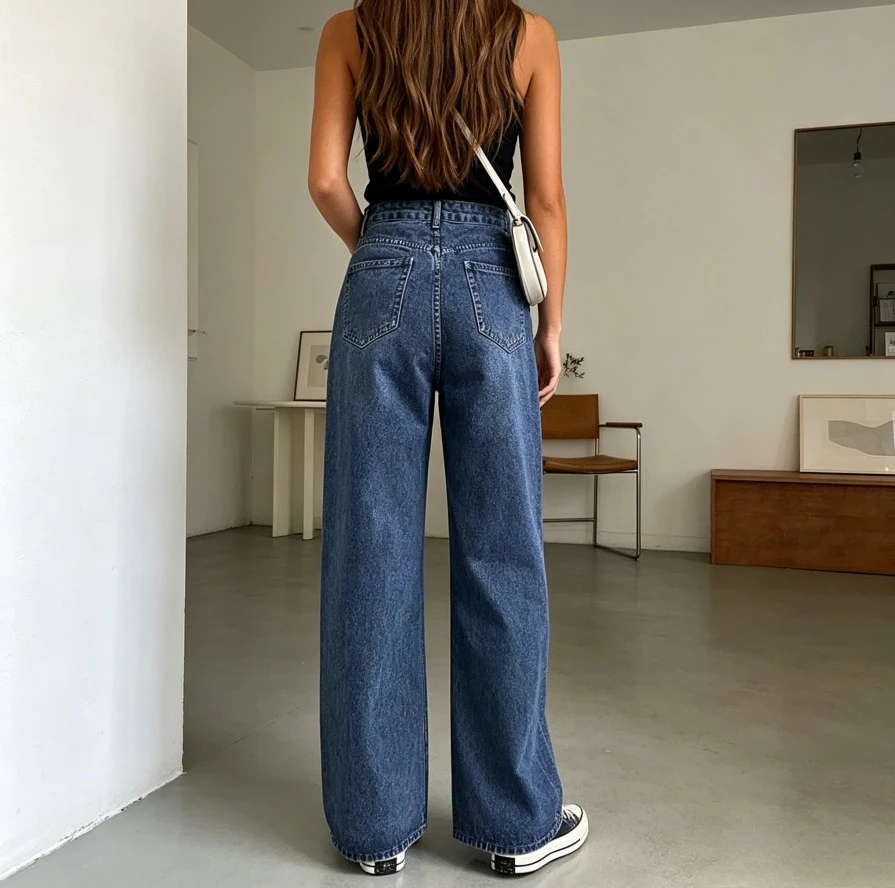 Pants Denim Pant Women Jeans Vintage Loose High Waist Straight Trousers Loose Y2k Streetwear Work Casual Plain Basics Spring