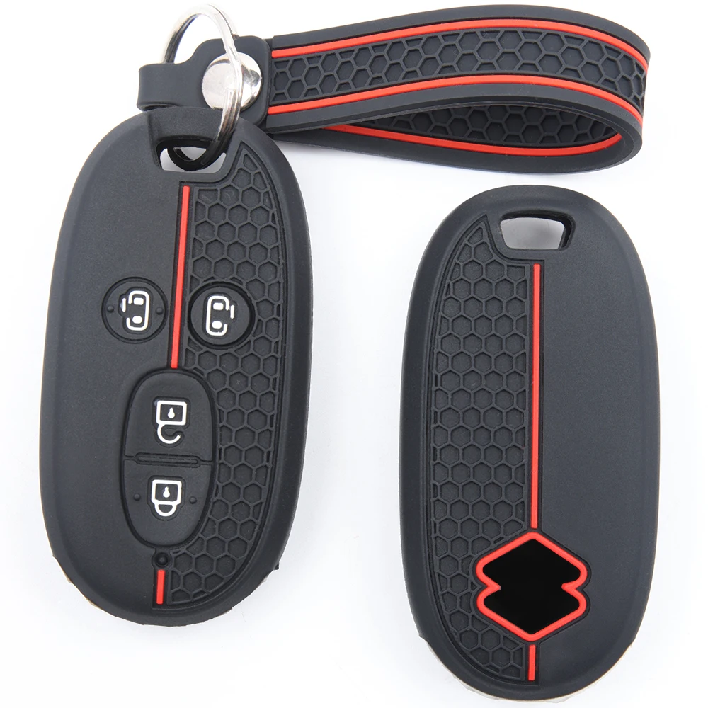 For Suzuki Wagon R Every Hustler Palette Solio Alto Lapin Spacia Silicone Car Key Fob Cover Clasp Key Holder Premium Protective