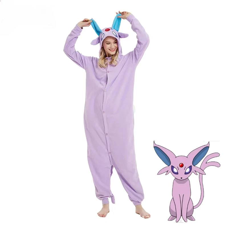 

Cosplay Costume Onesies For Adults Halloween Purple Espeon Pajamas Women One-Piece Bodysuit Full Body Pijama Men Whole Clothes