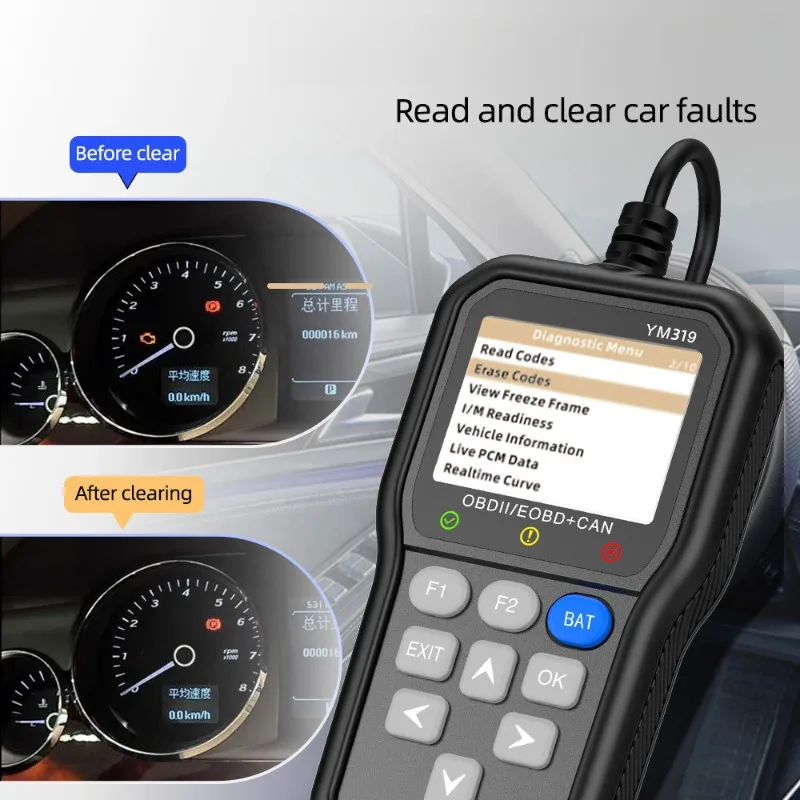 

YM319 OBD Professional Automotive Scanning Tool Diagnostic Instrument Engine Fault Detection Battery Voltage Life