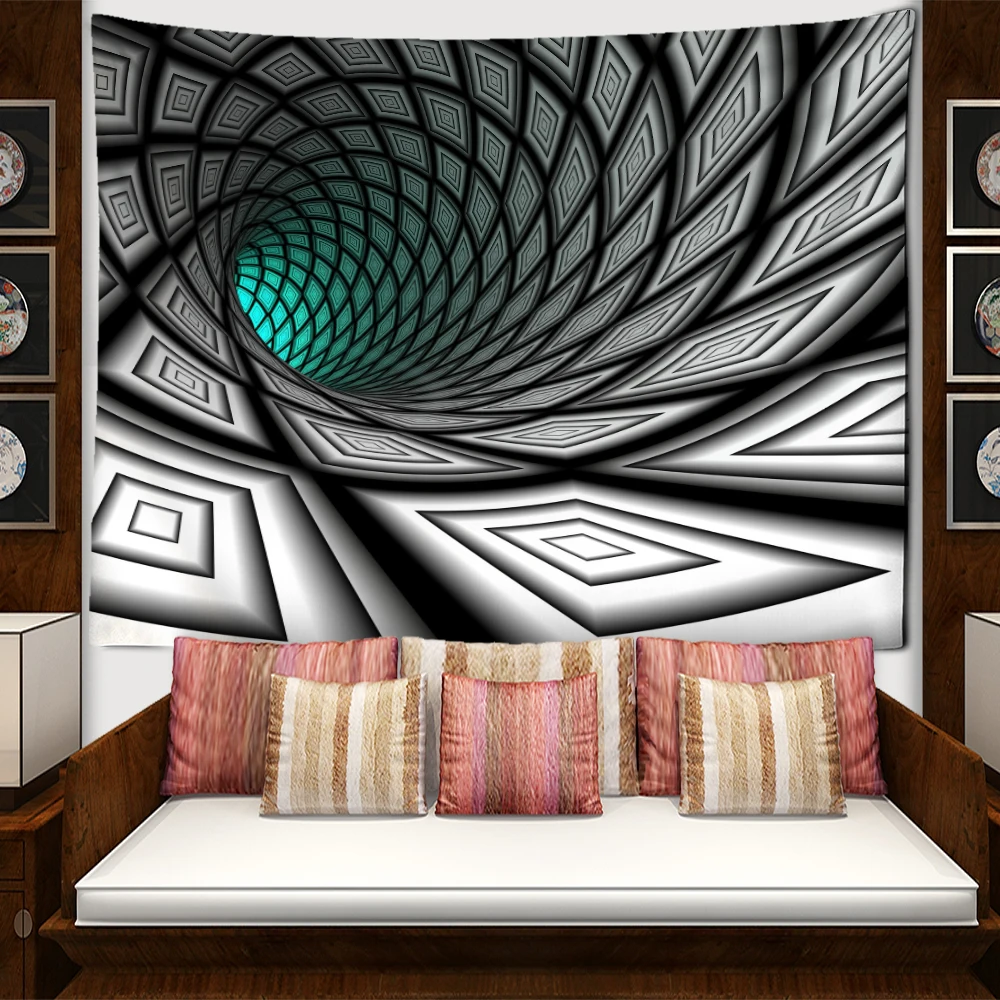 Vertigo Geometry Black Hole Tapestry Wall Hanging Abstract Art psychedelic Wizardry Hippie Tapiz Dormitory Home Decor