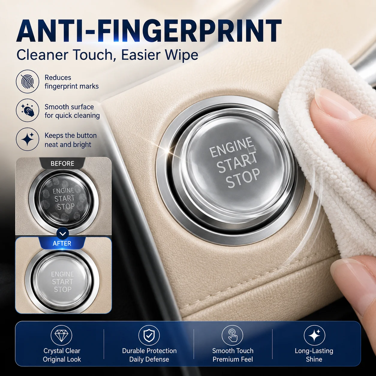 For Ford Kuga MK2 MK5 Edge Taurus Mustang  Galaxy Car One-click Clear Car Ignition Switch Button Protector Start Stop Sticker