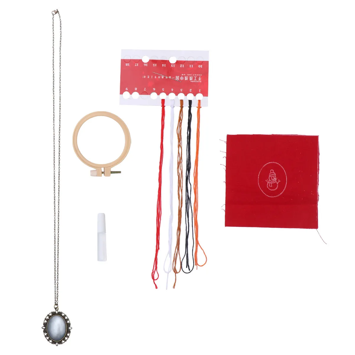 

1 set 1 Set Embroidery Necklace Kit Diy Cloth Art Sweater Chain Set Retro Style Manual Craft For Beginners Birthday Gift Red