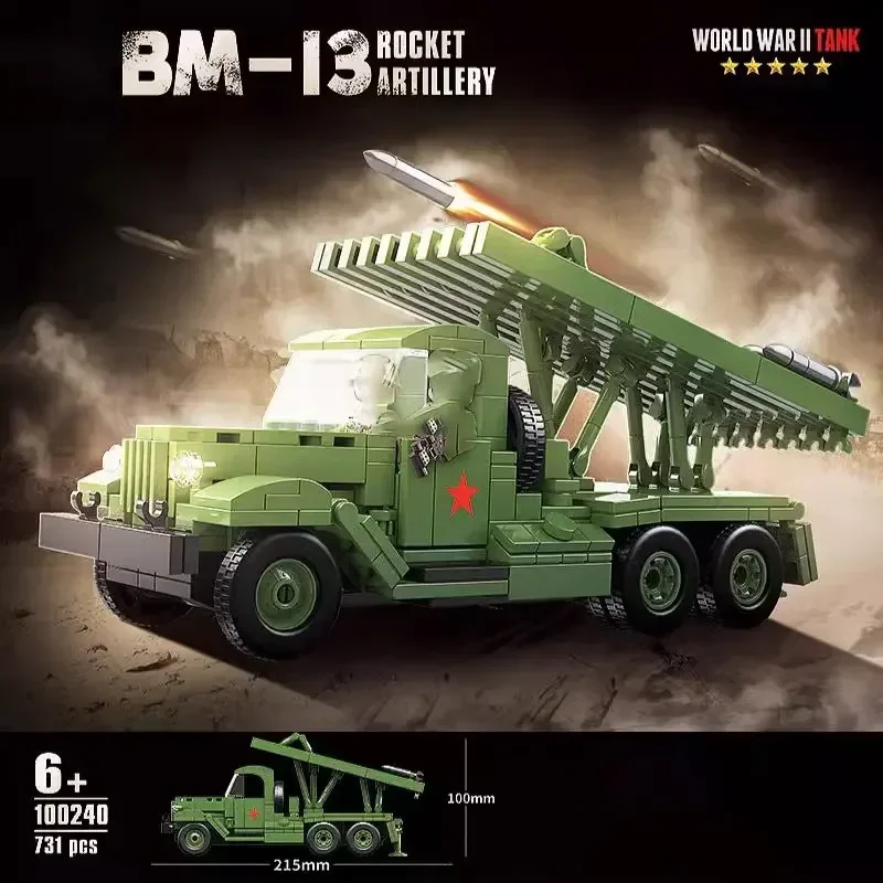 軍事第二次世界大戦-bm-13-ロケット砲ビルディングブロックおもちゃコレクションモデル子供のためのクリスマスや誕生日プレゼント