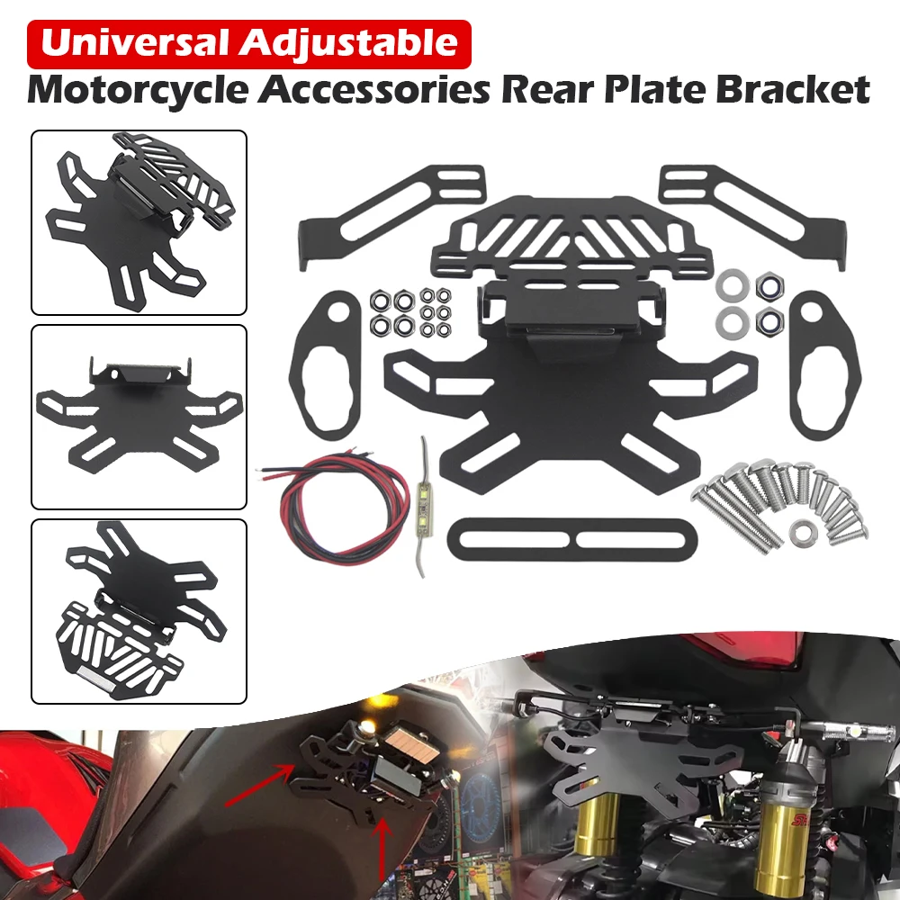 

Универсальный кронштейн для заднего держателя номерного знака мотоцикла с ЧПУ, крепление для Honda Suzuki Kawasaki Z750 Z800 R3 R6 MT07 MT09 MT10
