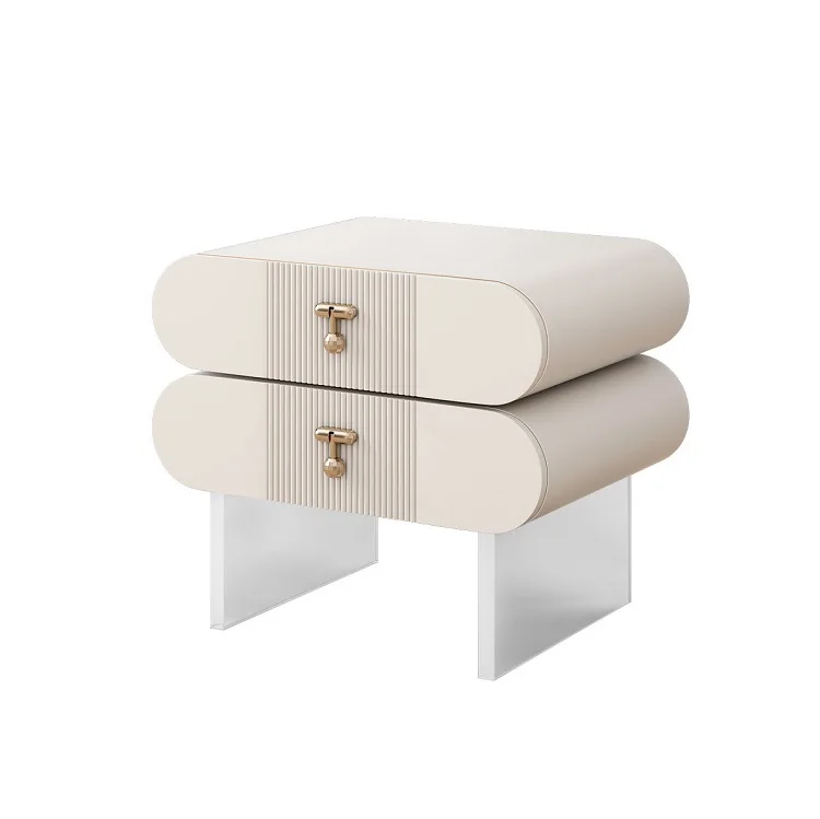 Modern Bedroom Rotatable Creative BedSide Table Wood Frame with Plastic Leg Bedroom NightStand Furniture
