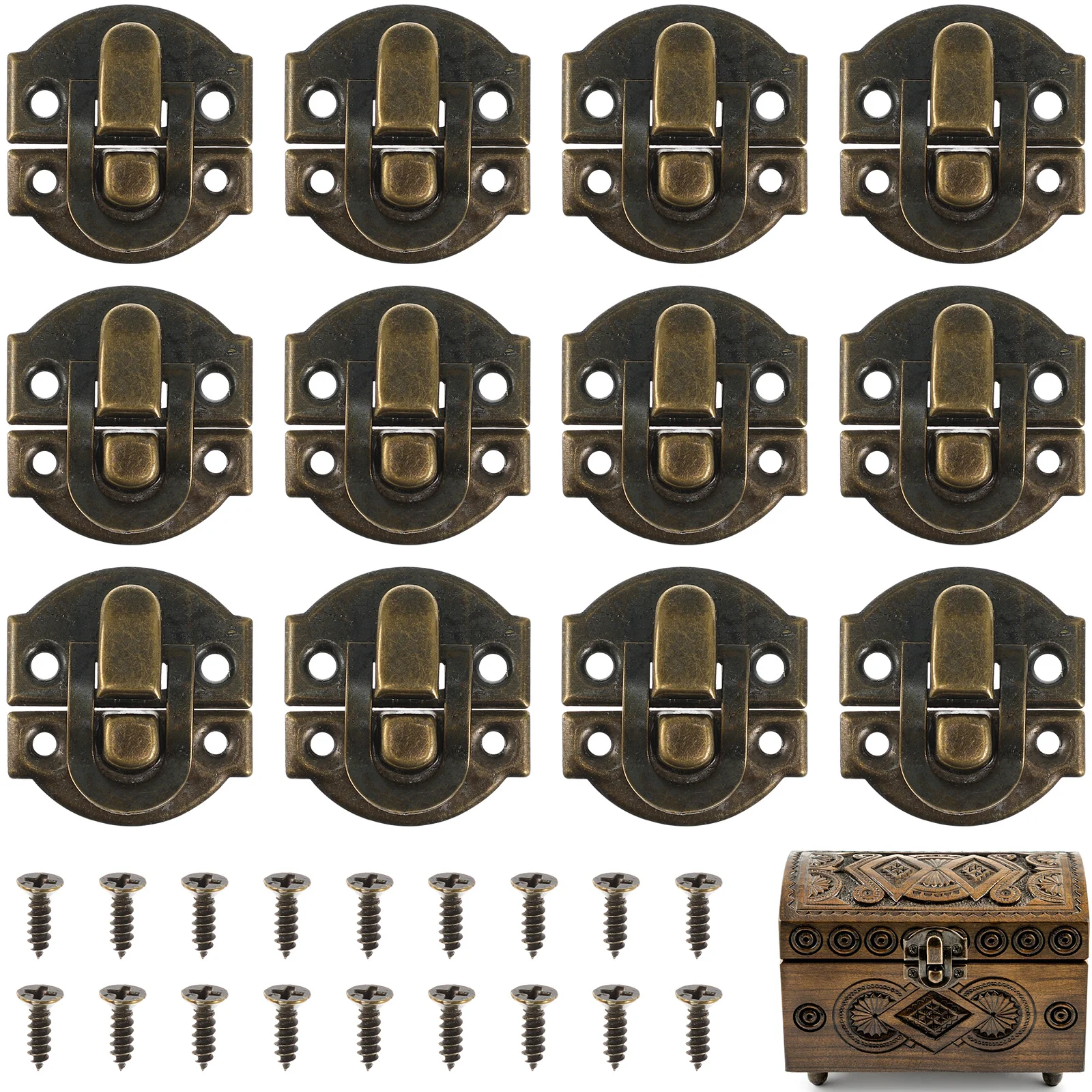 10 Pcs Latch Clasp Locks Jewelry Boxes Iron Hasp decimal Buckle Bronze Heave Duty