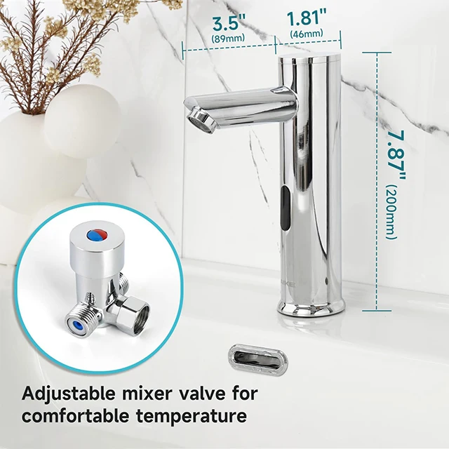 AK7501 Modern Automatic Single Handle Chrome Touchless Deck Mounted Faucet for Bathroom and Living Room Use