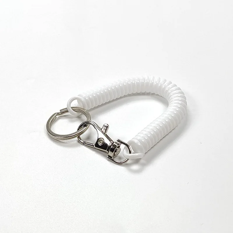 Spiral Elastic Spring Rope Keychain Key Ring Metal Carabiner For Outdoor Anti-lost Phone Spring Key Cord Clasp Hook