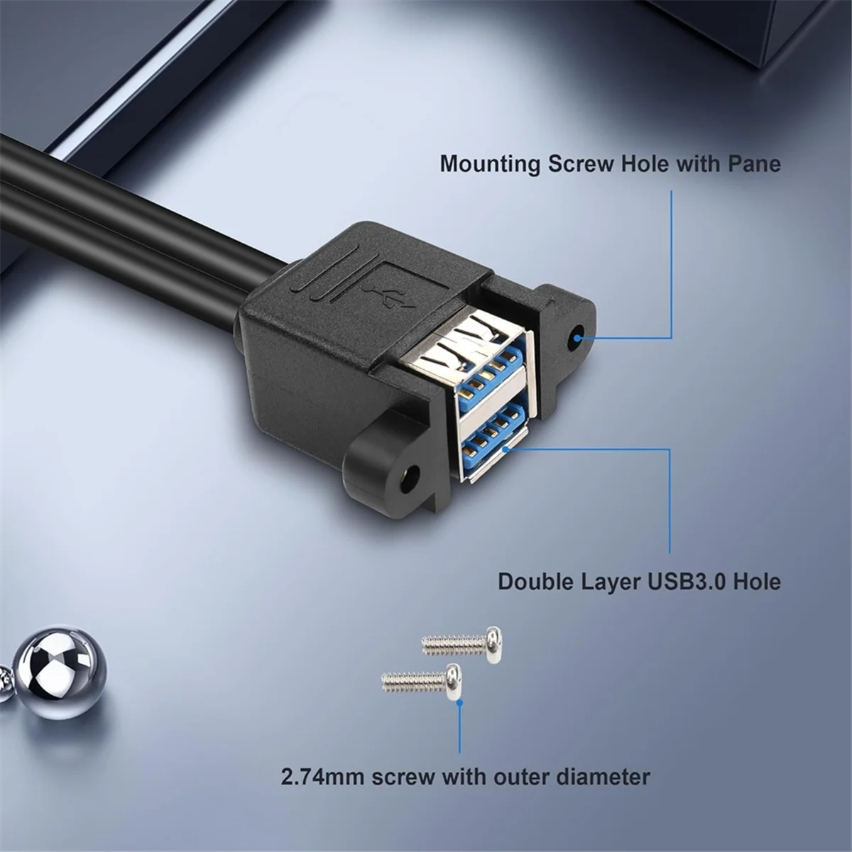 BISMZ 90-Grad-Up/Down-Winkel USB 3.0 19/20-Pin auf Dual-USB-A-Buchse, Adapterkabel, Motherboard, internes Verlängerungskabel B