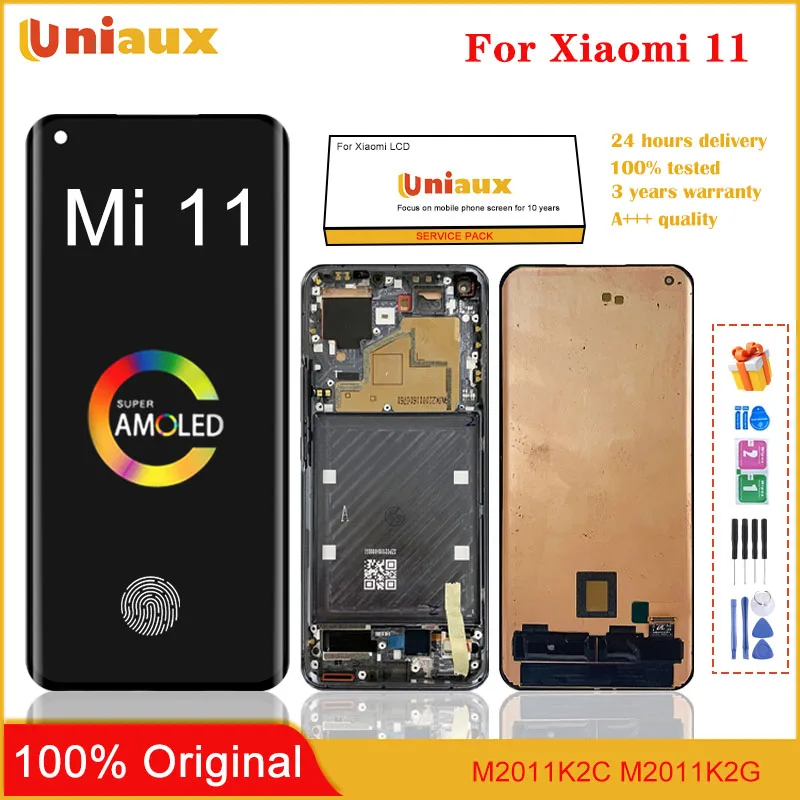 

ЖК-дисплей 6,81 "для Xiaomi Mi 11 Mi11, сенсорный экран с дигитайзером в сборе для Xiaomi 11, Mi11, M2011K2C, оригинал