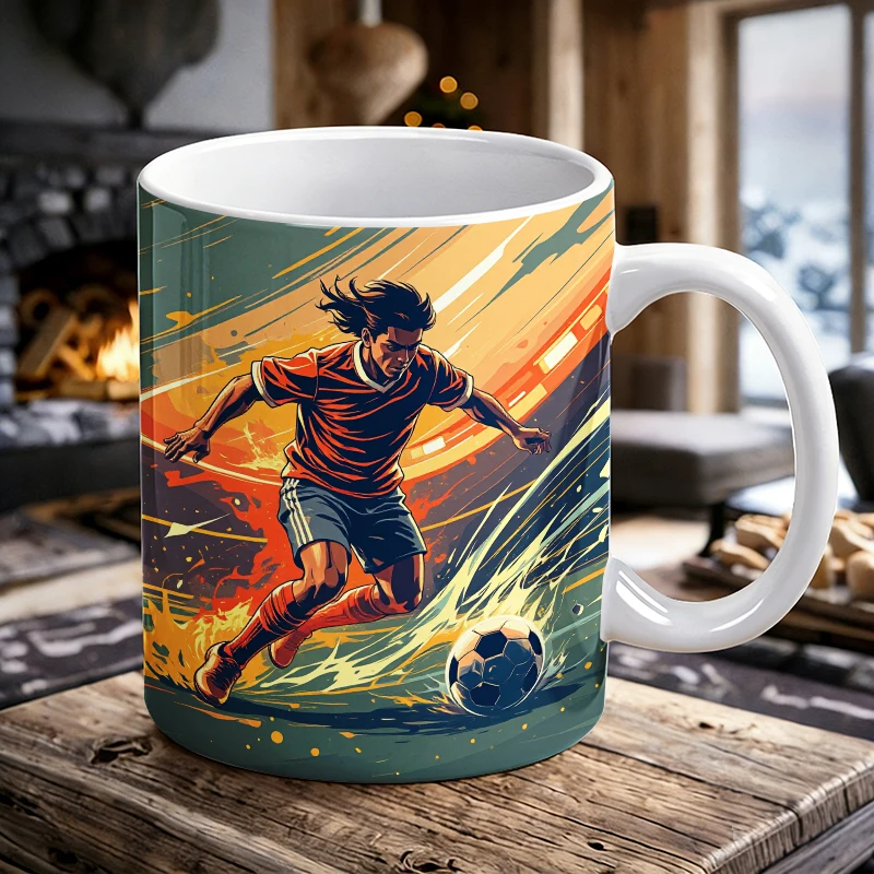 

Soccer Action Artistic Key Button Pattern Mug Coffee Cup Ceramic Cup with a bottle opener function of 2026 Major Football Event