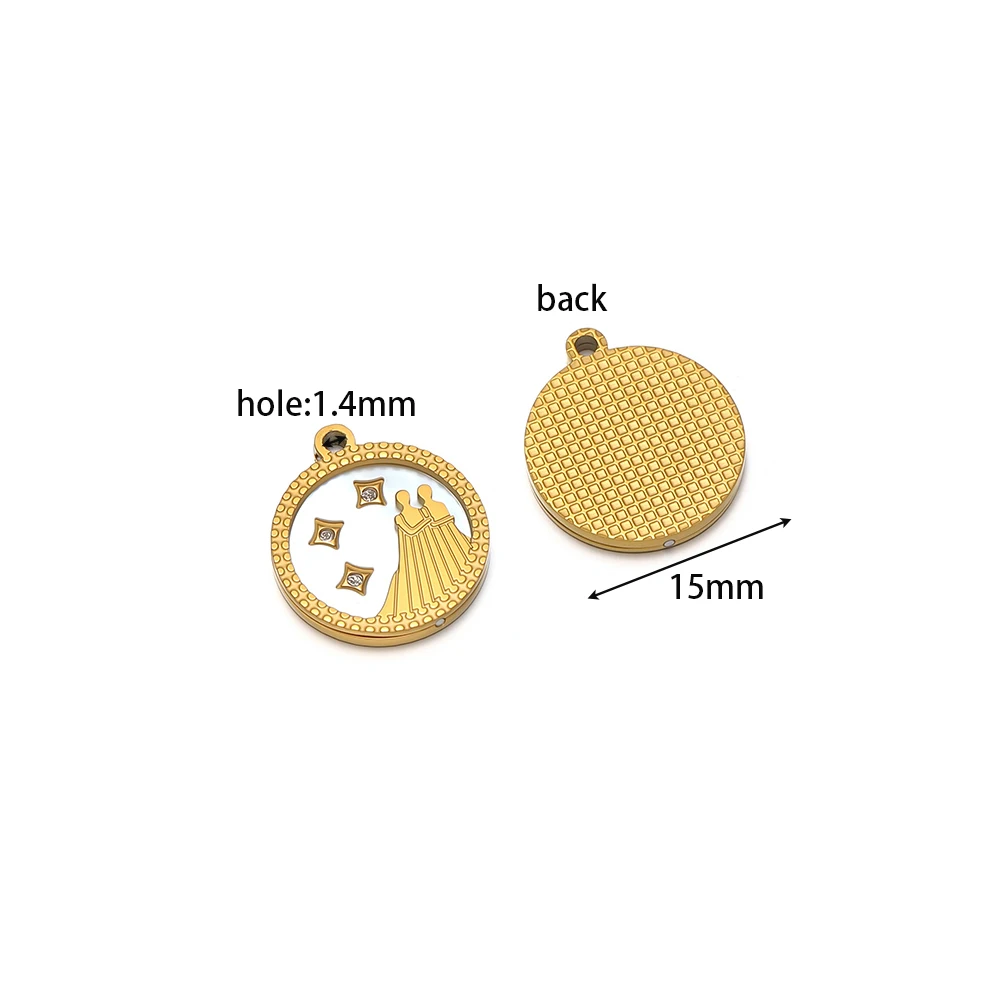 12/3 Stück Edelstahl-Zirkon-Anhänger mit 12 Sternbildmotiven, Muschel-Charms, Großpackung für DIY-Halsketten, Armbänder, Schmuckzubehör – Detail 1