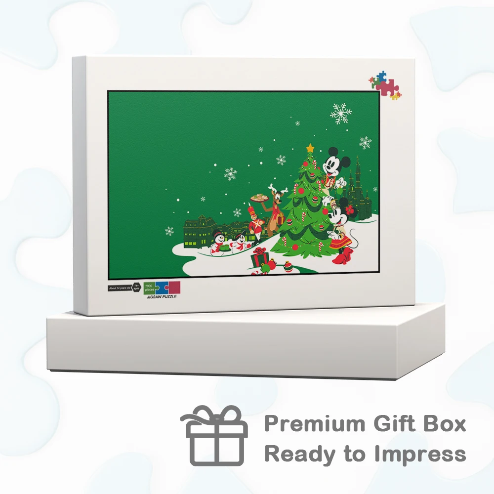 Mickey and Minnie Happy Holidays Jigsaw Puzzles Cartoon Christmas Tree Disney Castle Games and Puzzles Educational Fidget Toys