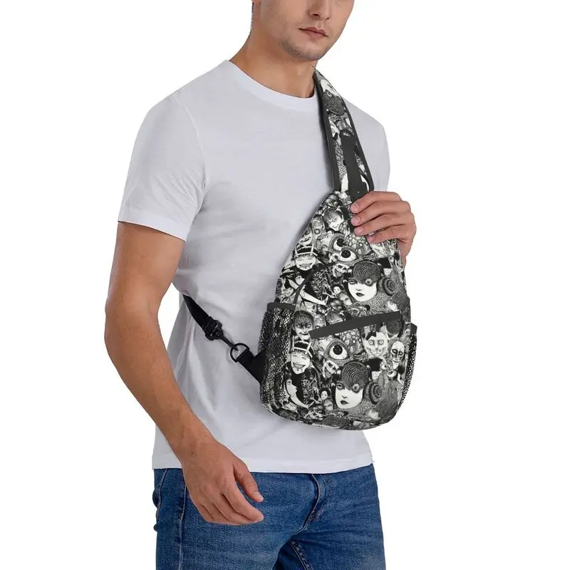 Junji Ito-mochila cruzada con tirantes para hombre, bolso de pecho de hombro de Manga de terror personalizado, mochila de viaje