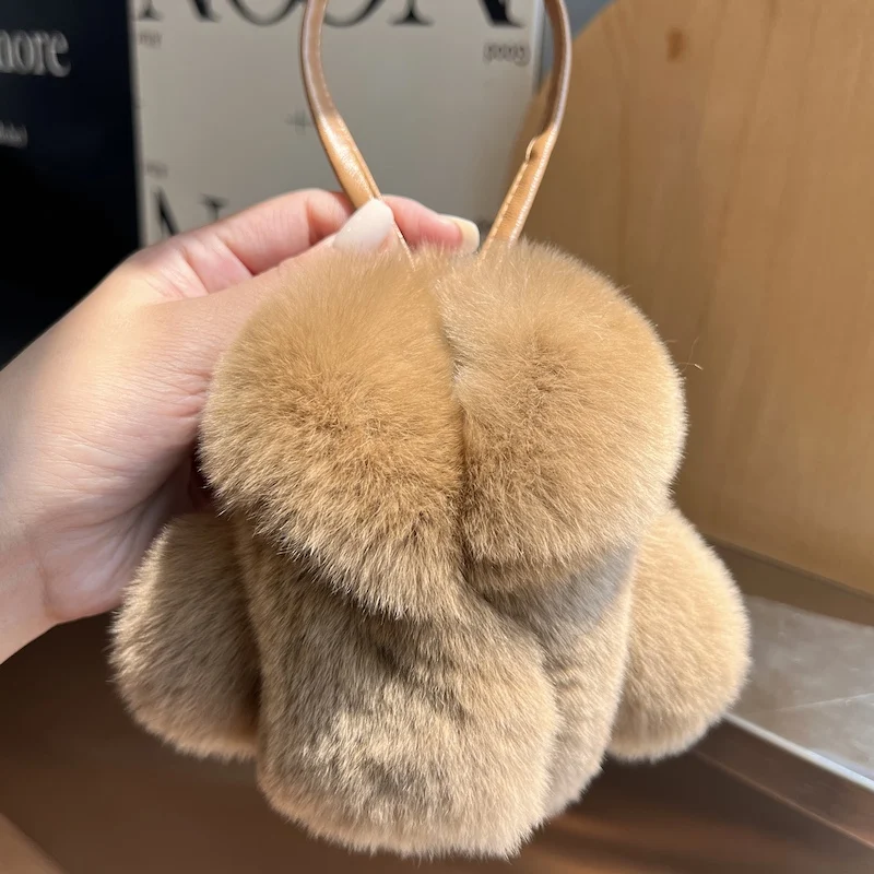 

Plush Keychain Genuine Rex Rabbit Fur Keychain Little Clothes Shape Personalized Keychain For Bags Charms Gift For Girlfriend