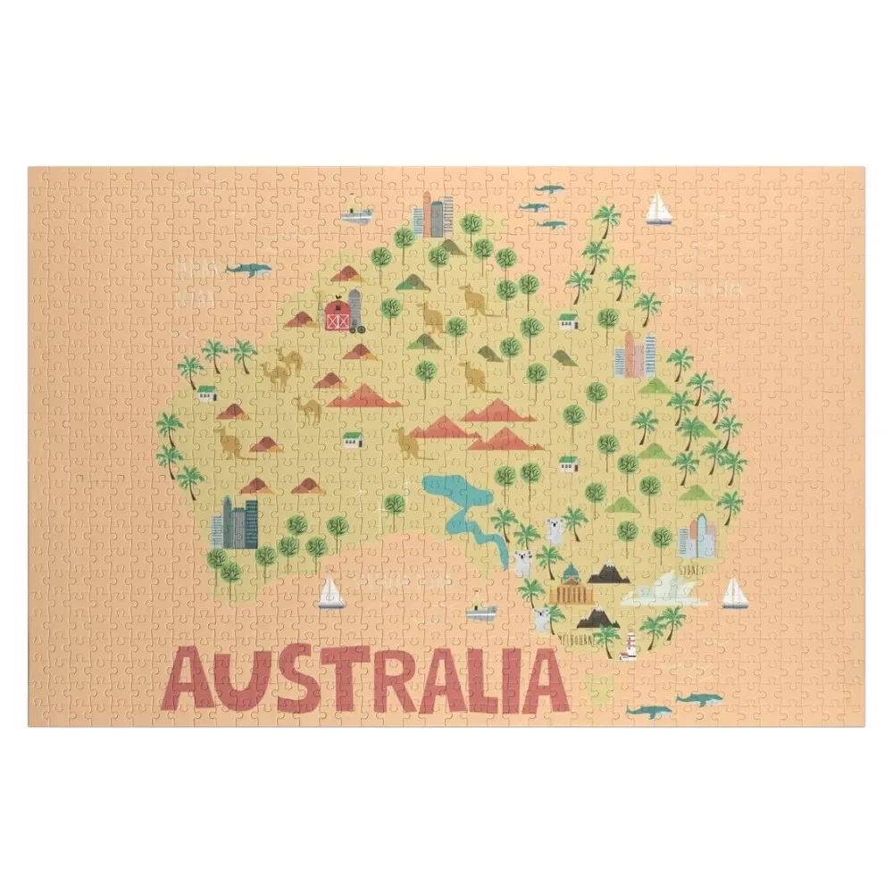 

Australia illustrated map Jigsaw Puzzle Toddler Toys Diorama Accessories Personalized For Kids Puzzle