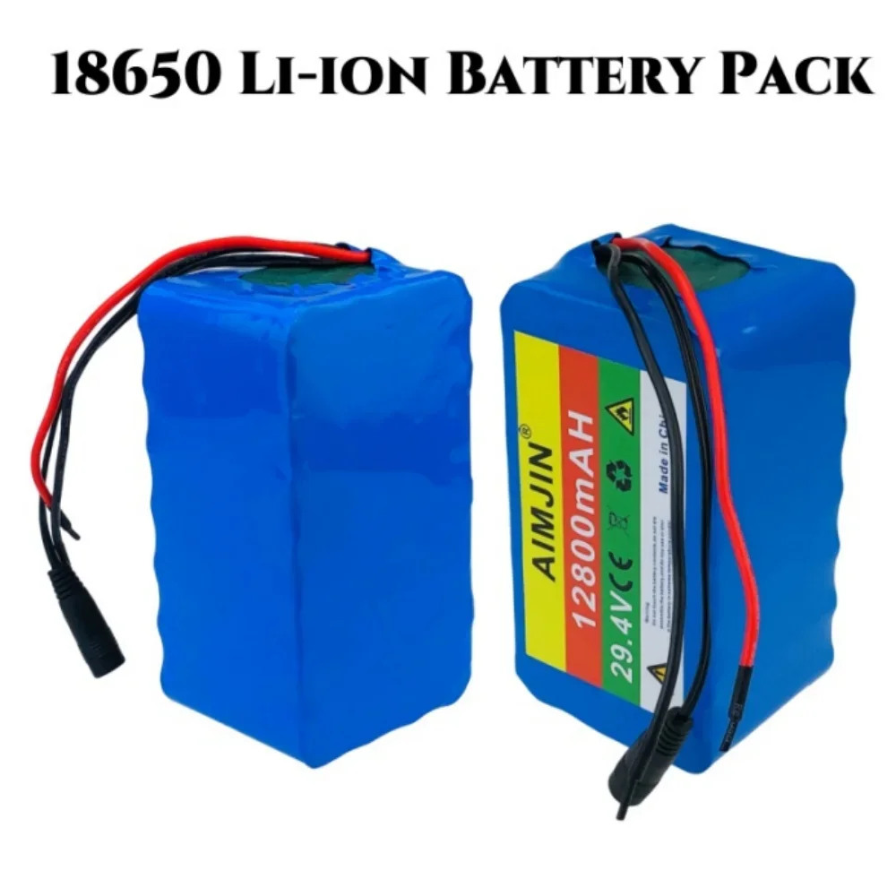 18650 Akkupack 7S4P 29,4 V wiederaufladbarer Akku, 12800 mAh Hochleistungs-Lithium-Akku, 29,4 V Ladegerät