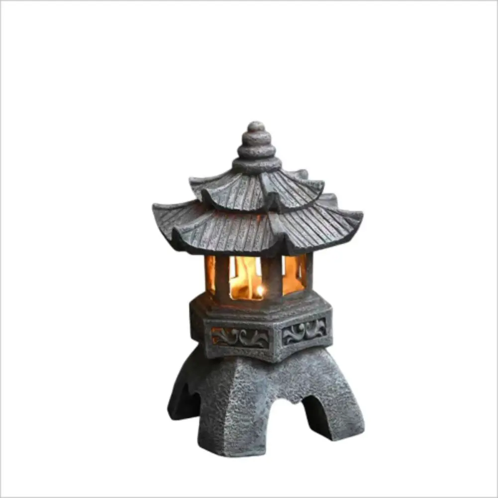 Solar Pagoda Lantern, Outdoor Solar Lanterns Waterproof With Built-in Warm Colored LED Lights, Rust-proof UV Protection