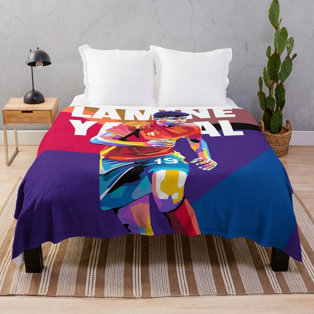 Lamine Yamal in WPAP Pop Art Throw Blanket Soft Bed covers Blankets