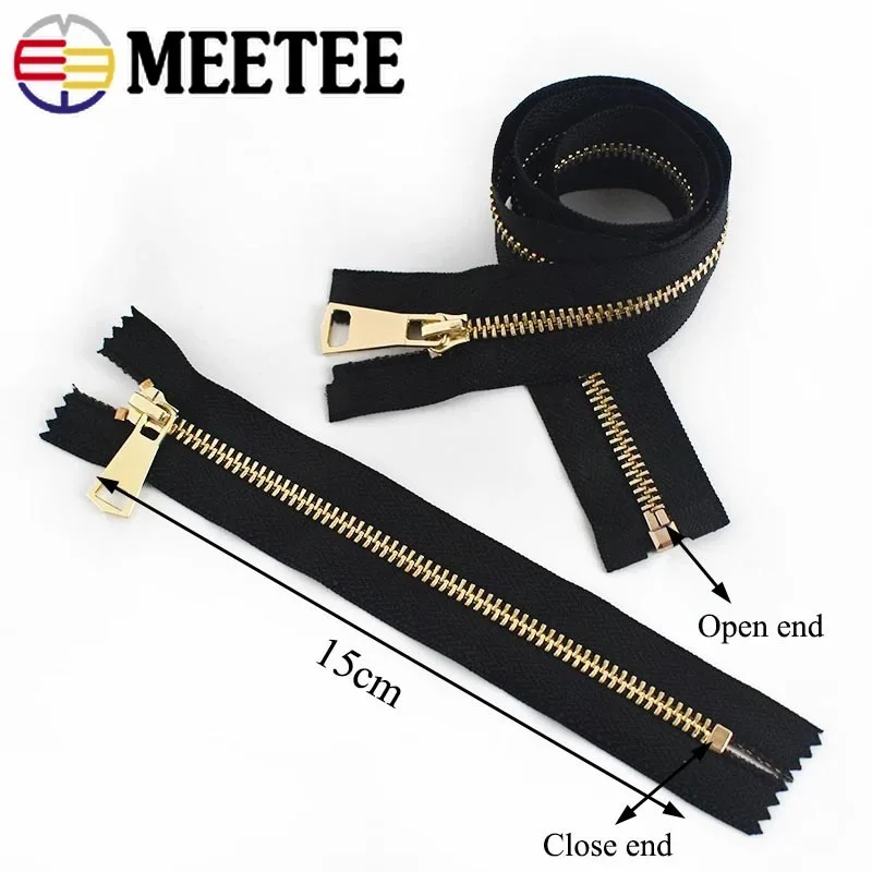 2Pcs 15/60/70/80cm 5# Auto Lock Zips Metal Zippers For Down Coat Garments DIY Clothing Bags Sewing Accessories