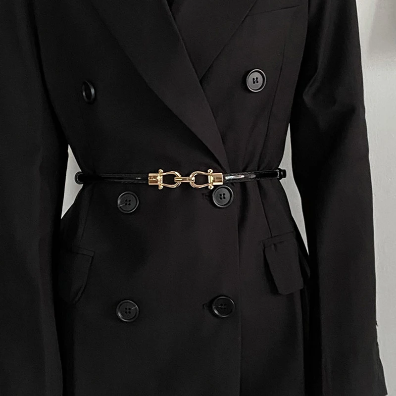 Verstellbare dünne Gürtel für Damen, modischer Gürtel für Mantel und Kleid, Taillengürtel mit Metallhaken-Schnalle – Detail 10