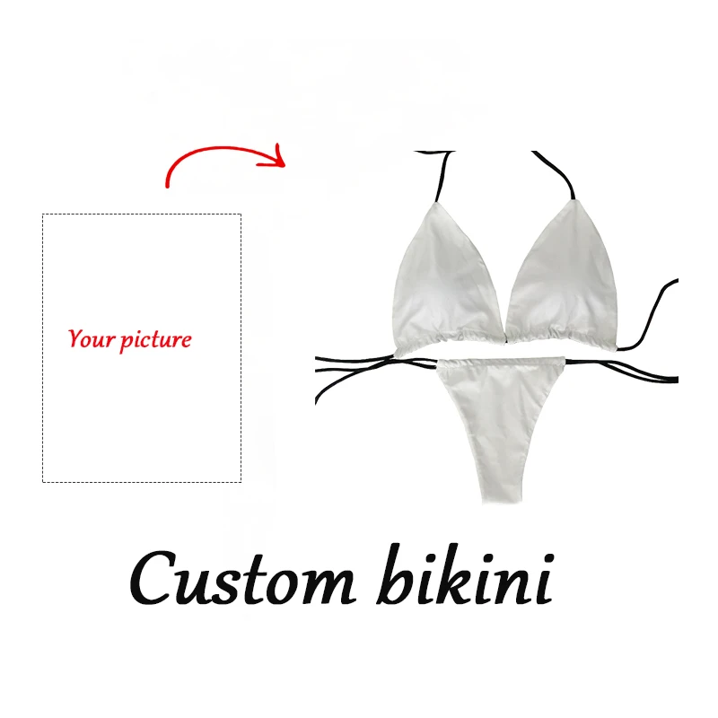 Personal 3D custom printed swimwear DIY custom bikini two-piece suit push-up padded bra thong two-piece swimsuit beachwear