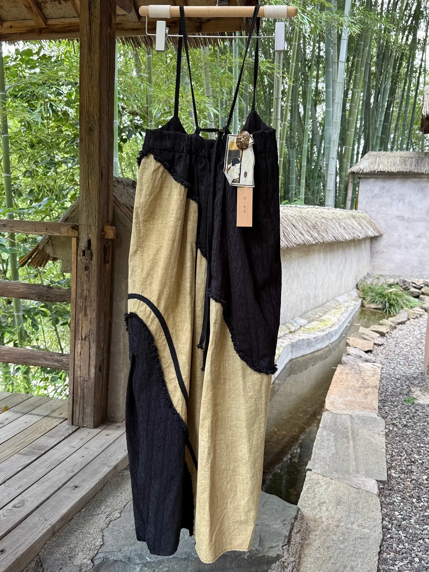 New Chinese Sle High Waist A-Line Skirt Bla Midi Dr Elastic Straight Patchwork Artistic Design Cotton Ci Commute