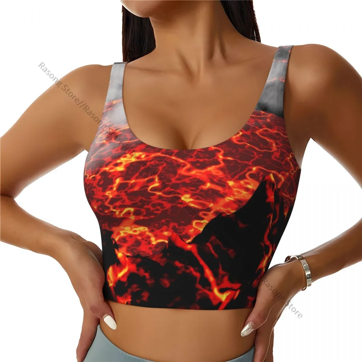 Yoga Vest Women Gym Sports Crop Tops Volcano Smoke Streetwear Workout Breathable Tank Top Female