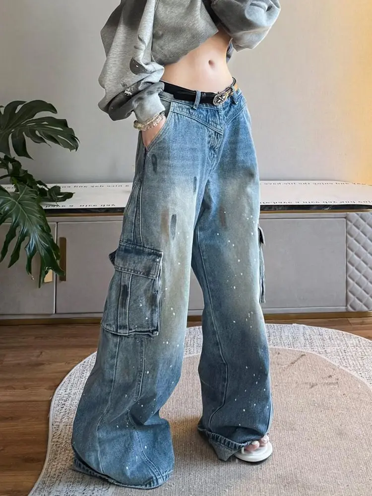 

Women‘s Y2k Blue Jeans Cargo Baggy Aesthetic 90S Vintage Pants Harajuku Streetwear 2000s Trashy Denim Trousers Clothing 2025