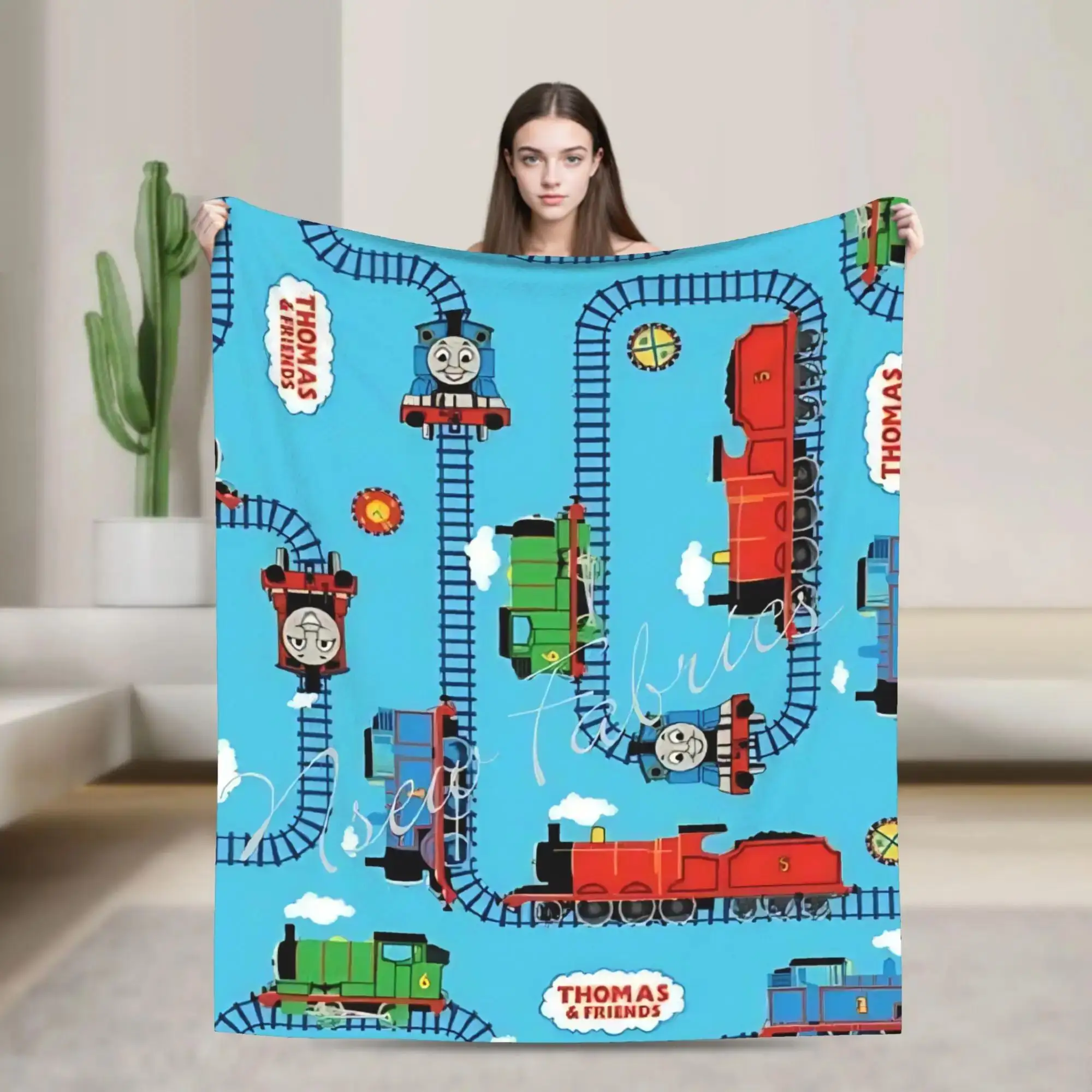 

TThomas The Train Friends Quality Soft Throw Blanket for Winter Camping Couch Chair Bed Funny Design Cozy Blanket