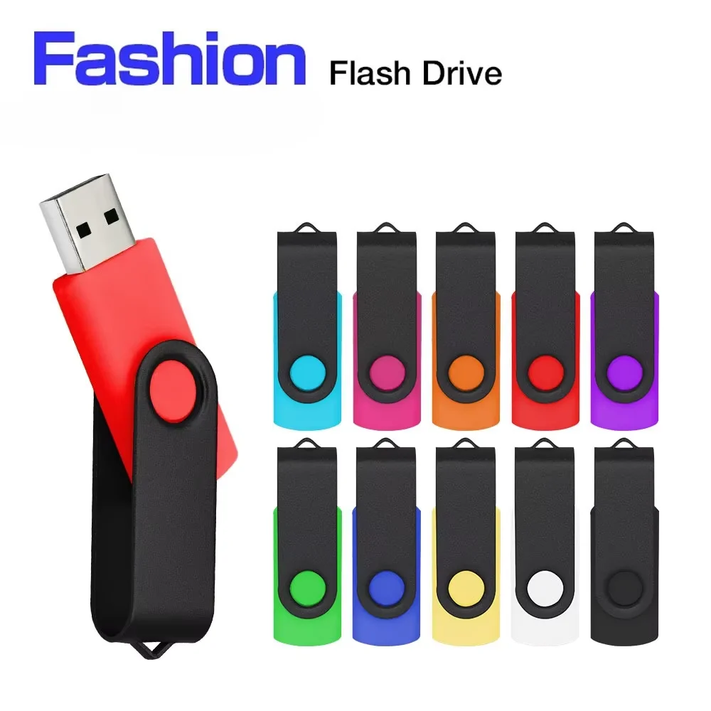 Creative Black Clip Rotatable USB Flash Drive 128GB 64GB Pen Drive Color Inner Container Business Gift Memory Stick U Disk 32GB