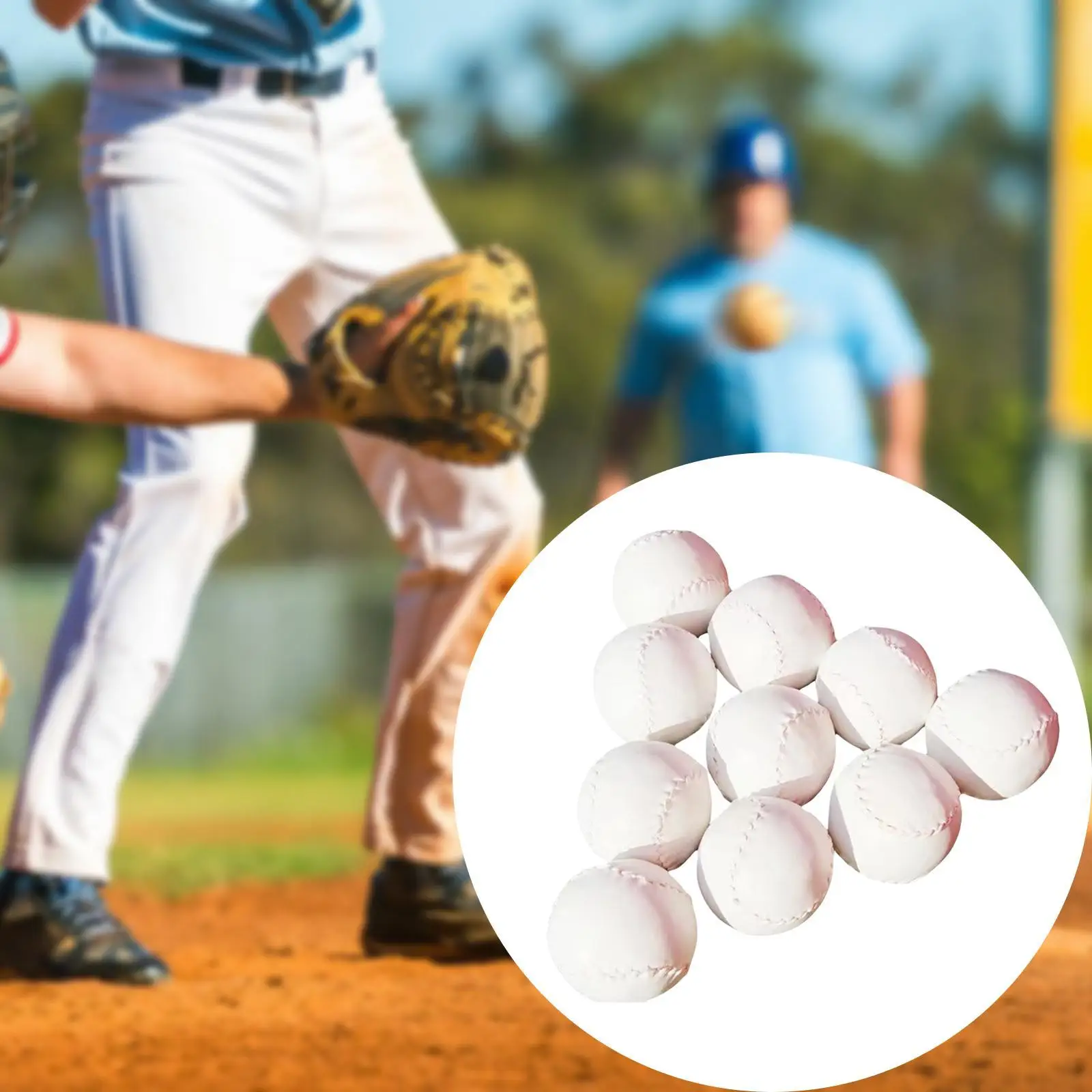 

10x Baseballs Training Baseballs Players Batting Official Game Indoor or Outdoor Play Baseball Balls Softball PU Leather Covered