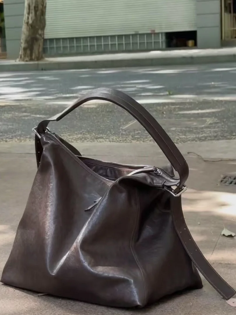

mat Tannery Leather Hobo Bag Large Capaci Commuter Women's Bag Casual Sle Single oulder Bag for Daily Use