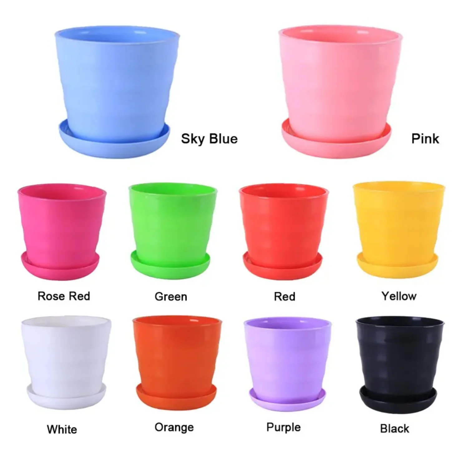 Colorful Garden Succulent Plant Flowerpot Mini Plastic Flower Pot With Trays  Office Decor Horizontal