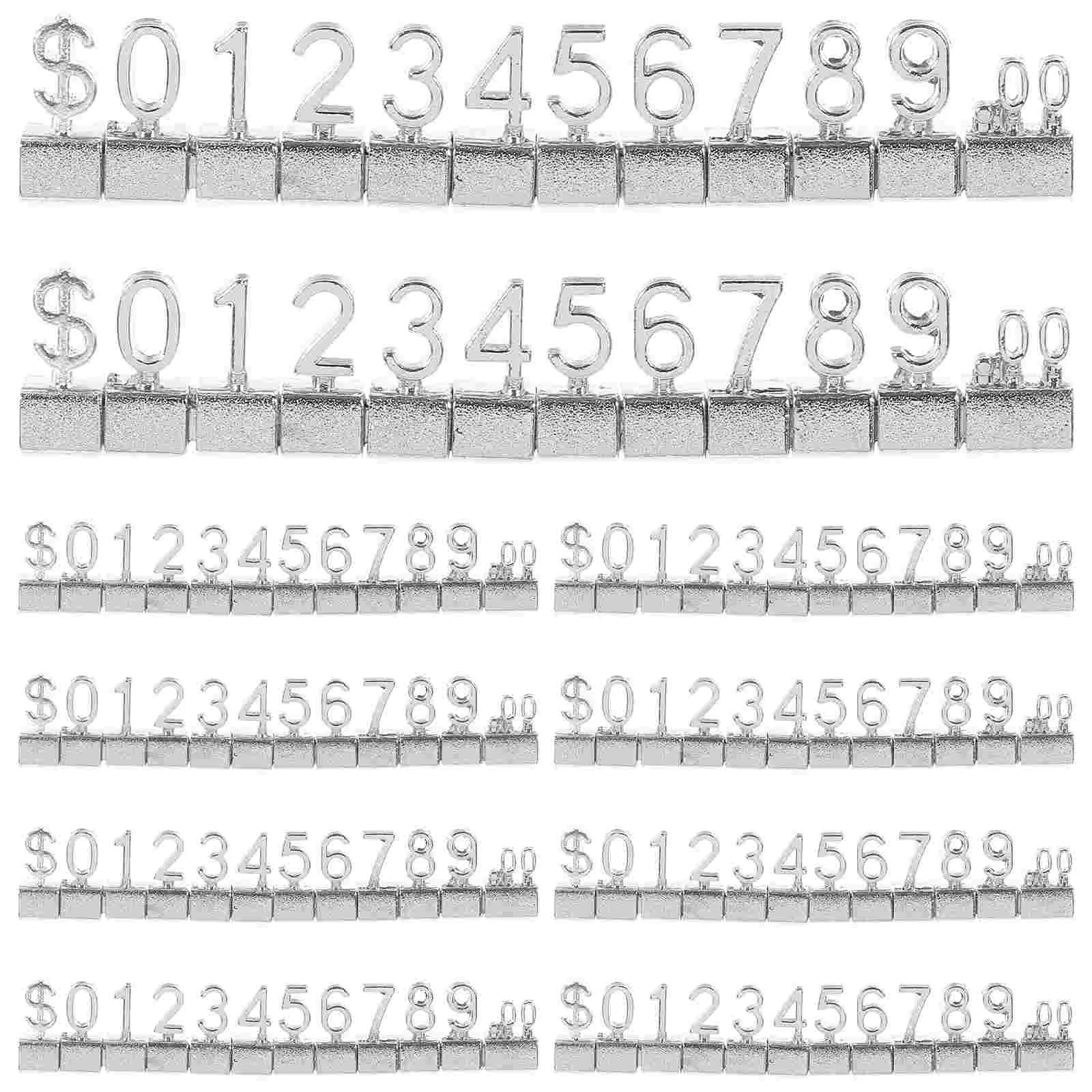 10 Pcs Tag Signs for Store Display Mini Jewelry Cubes Numbers Silver Metal Strong Alloy Smooth Professional