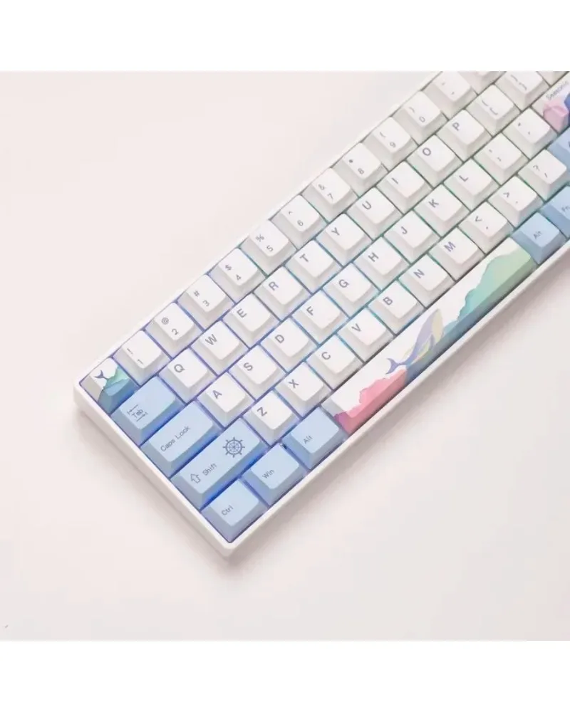 

pastel blue and white two tone pbt keycaps set durable high quality for custom mechanical keyboards