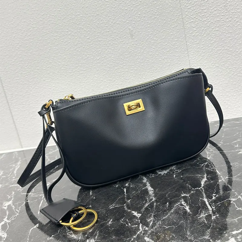 Bolso de cuero genuino para axila, bolso de Mahjong a la moda de lujo, bandolera de hombro para mujer, bolso informal versátil para mujer