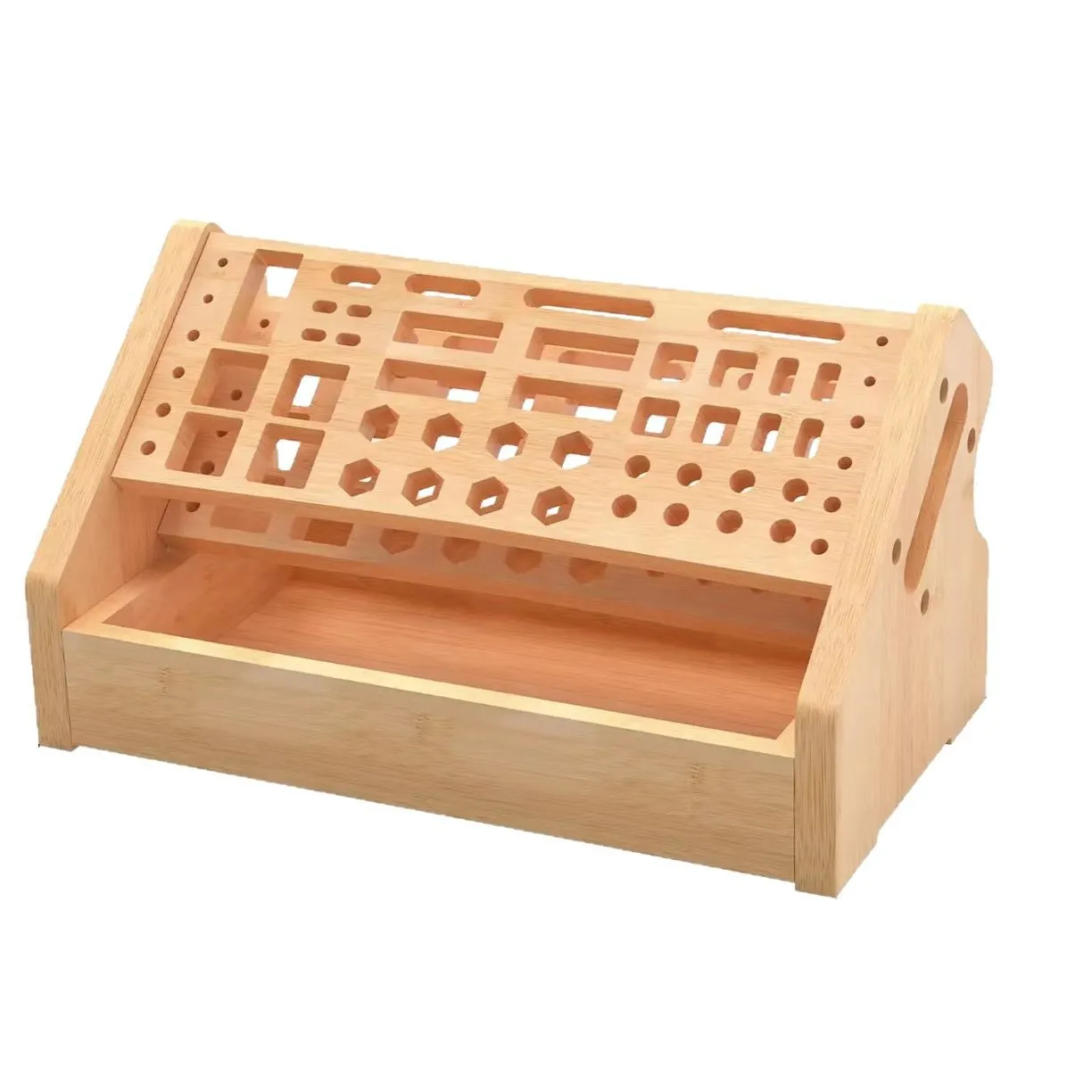 53 hole Wooden Rack Holds Screwdrivers Wrenches Tweezers Organizes Workshop Tools Saves Desktop Space Sturdy Easy To Access