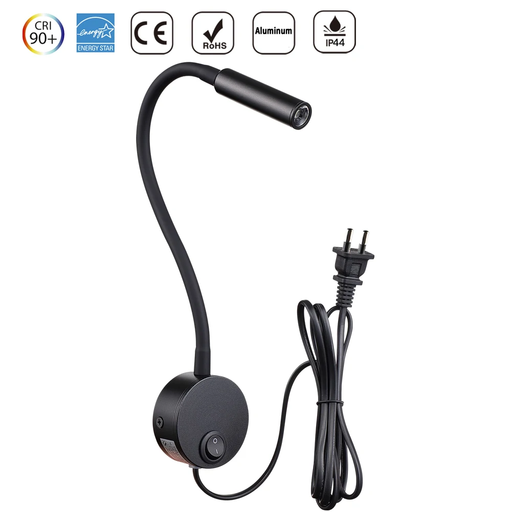 3W Bedside Working Study Reading Lamp Wall lamp sconces LED Book Lamp wall Night light fixtures Spot LED EU US Plug Cord
