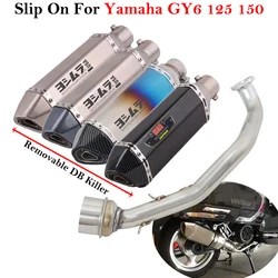 For Yamaha GY6 125 150 125CC 150CC Motorcycle Exhaust Full Systems Scooter Modify Front Link Pipe With Bracket Mufferl DB Killer