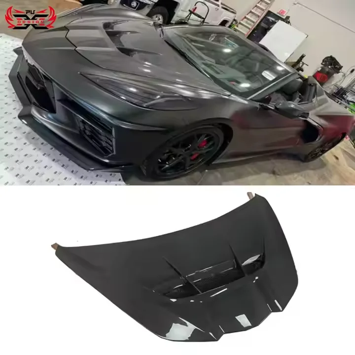 

For Chevrolet Corvette C8 Z51 2024 New ZR1 Style Carbon Fiber Engine Cover Front Hood Bonnet Trunk Lid for C8 Car Accessories