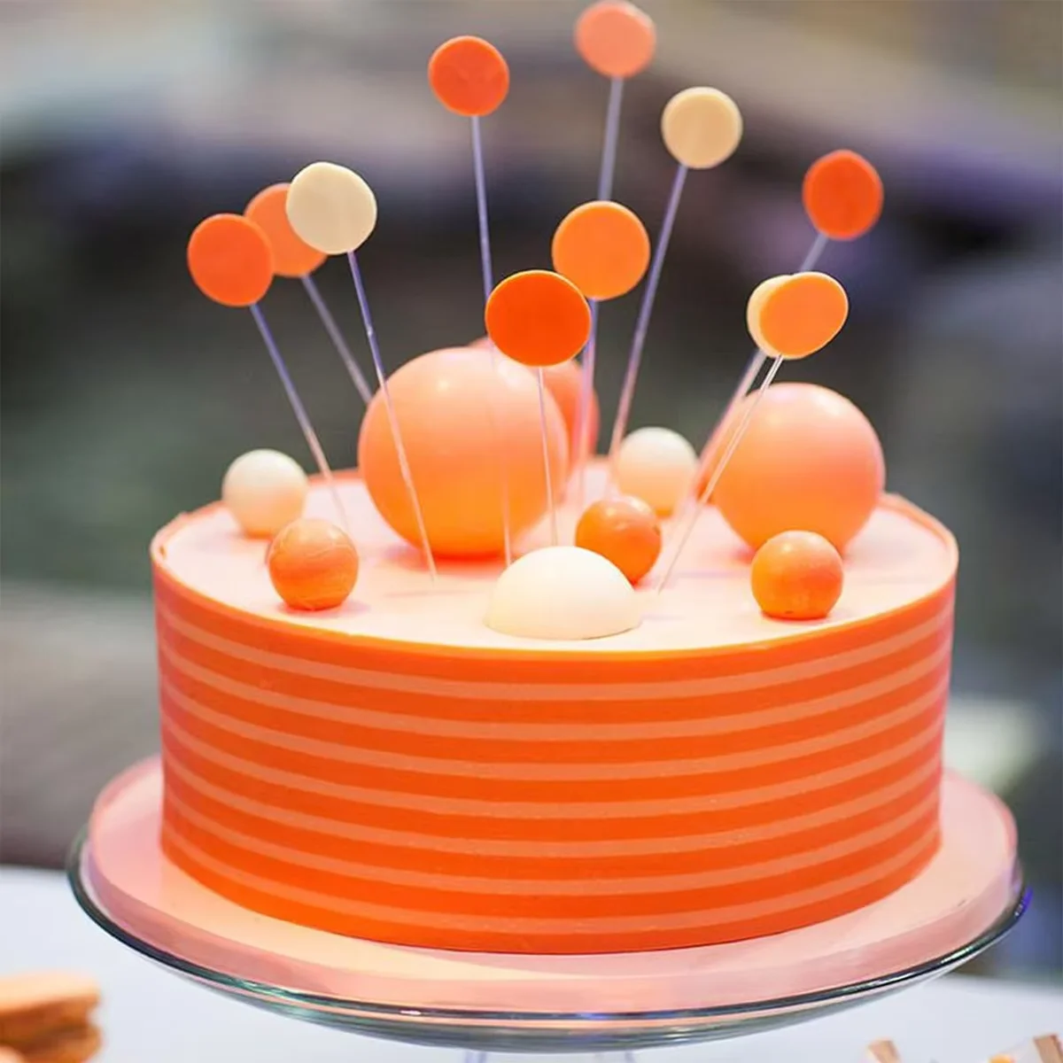 20pcs Ball Cake Topper Decorations Mini Balloons Cake Topper Sticks Orange Balls for Wedding Birthday Aniversary Cake Decoratio - Image 4